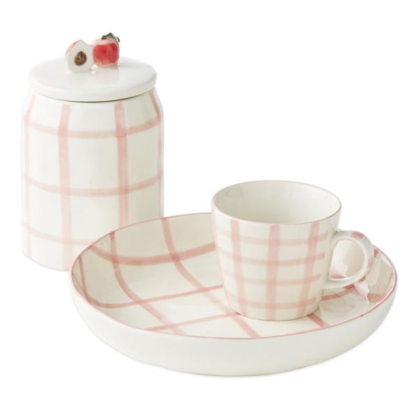 Adairs Pink Charli Check Servingware Cannister