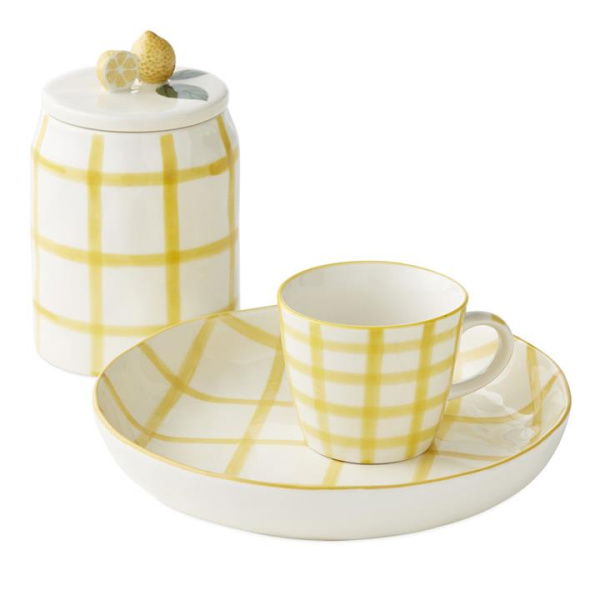 Adairs Yellow Cannister Charli Yellow Check Servingware