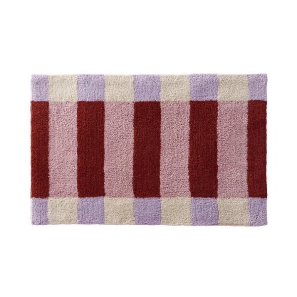 Adairs Red Bath Mat Check Border Strawberry and Candy Pink Bath Mat Red