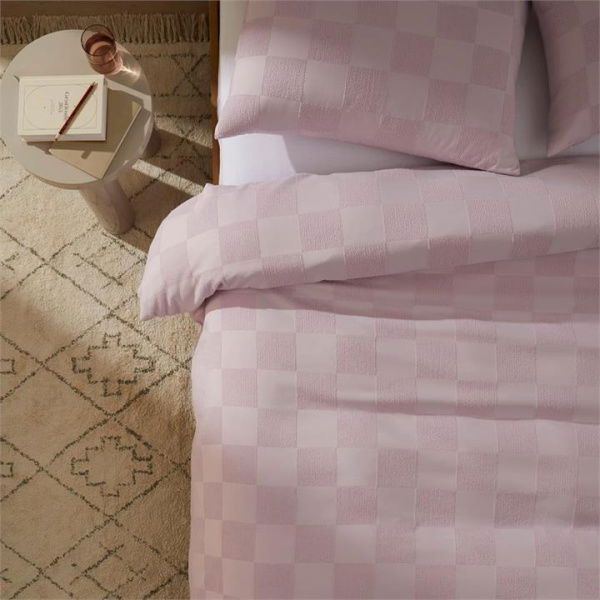 Adairs Purple Double Checkerboard Lilac Quilt Cover Set Purple