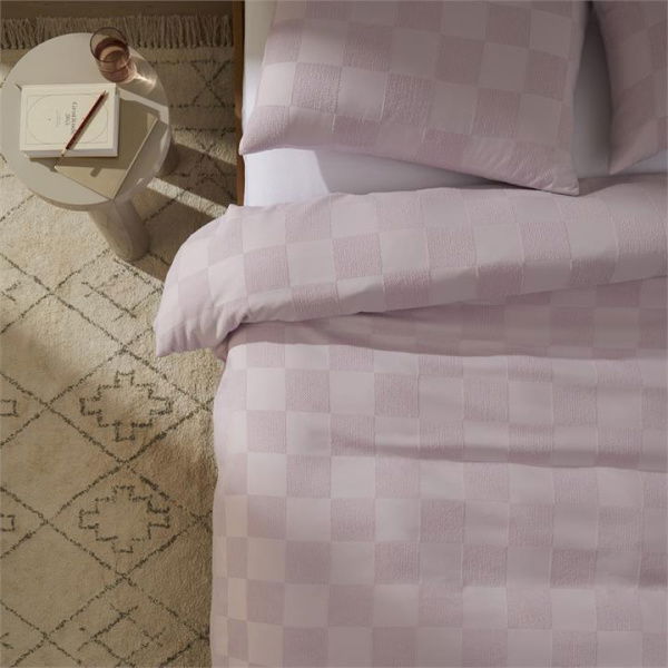 Adairs Purple Checkerboard Lilac Super King Quilt Cover Set