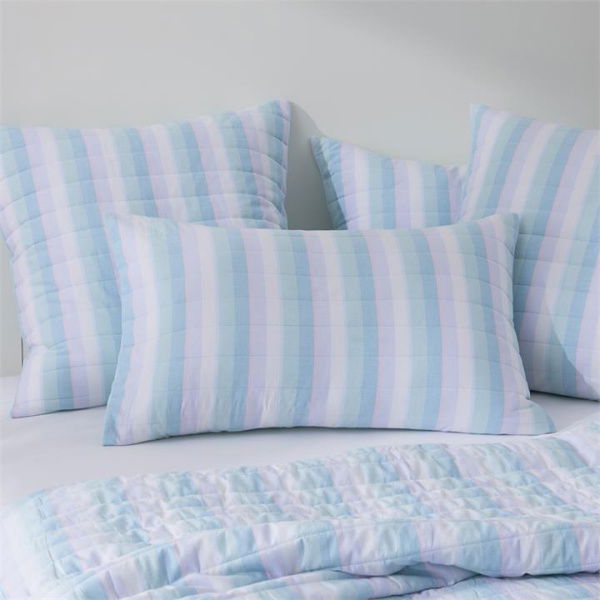 Adairs Blue European Pillowcase Each Cheerful Stripe Sorbet Quilted Coverlet Separates