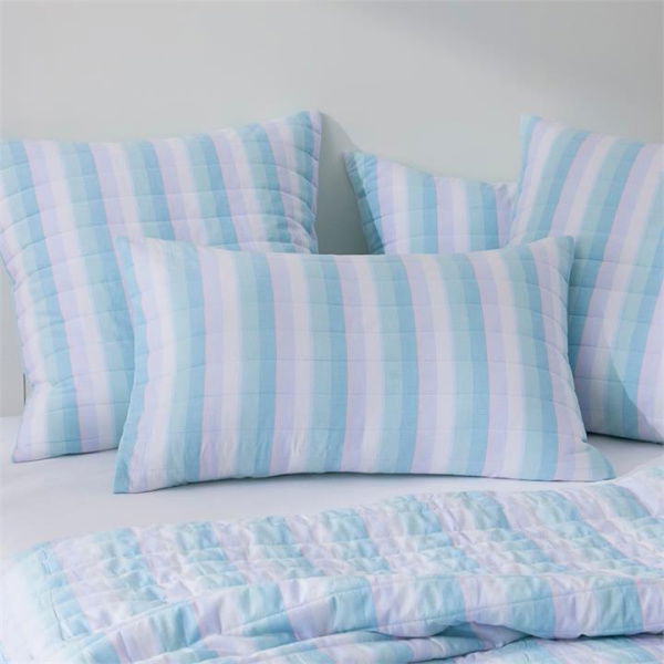 Adairs Blue Cheerful Stripe Sorbet King Pillowcase Each Quilted Coverlet Separates