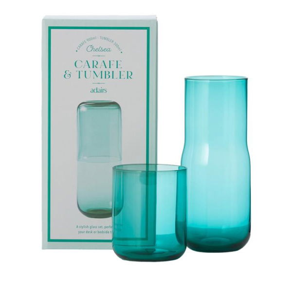 Adairs Chelsea Sea Green Carafe & Tumbler (Green Set of 2)