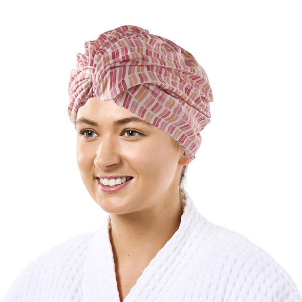 Adairs Chevron Geo Printed Shower Cap - Pink (Pink Shower Cap)