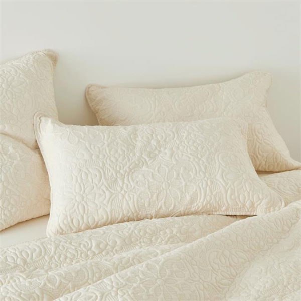 Adairs Natural Chloe Ivory King Pillowcase Each Quilted