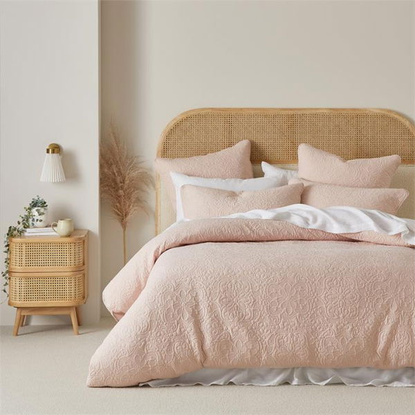 Adairs Pink King Chloe Nude Pink Quilted Quilt Cover