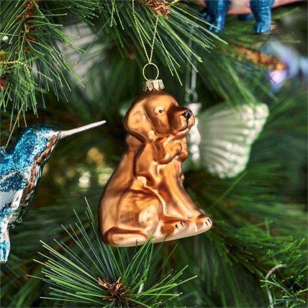 Adairs Brown Ornament Christmas Fun Dog Antiqued Glass Decoration Brown