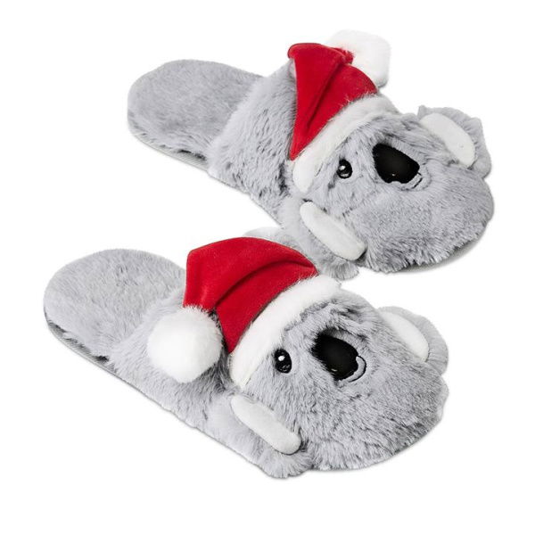 Adairs Grey M/L Christmas Koala Christmas Novelty Slippers