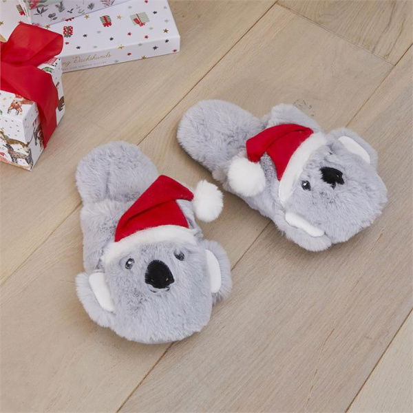 Adairs Grey Christmas Koala Novelty Slippers S/M