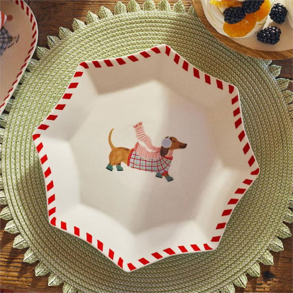 Adairs White Plate Christmas Multi Dashing Dachshunds Star