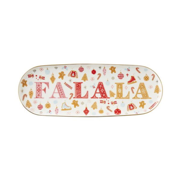 Adairs White Tray Christmas Multi Fa La La Tray White