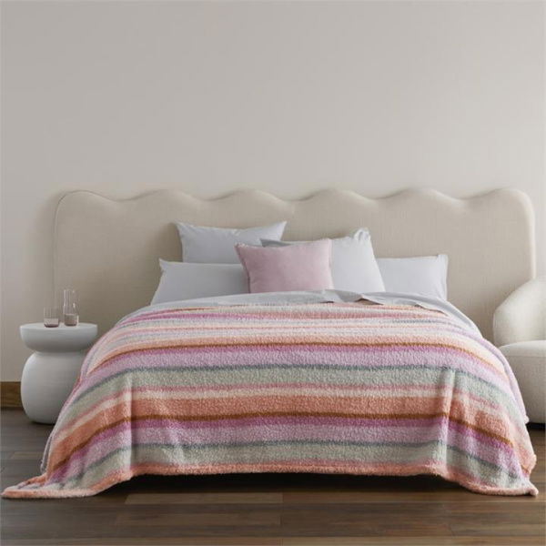 Adairs Cloud Neopolitan Stripe Blanket - Pink (Pink Blanket)