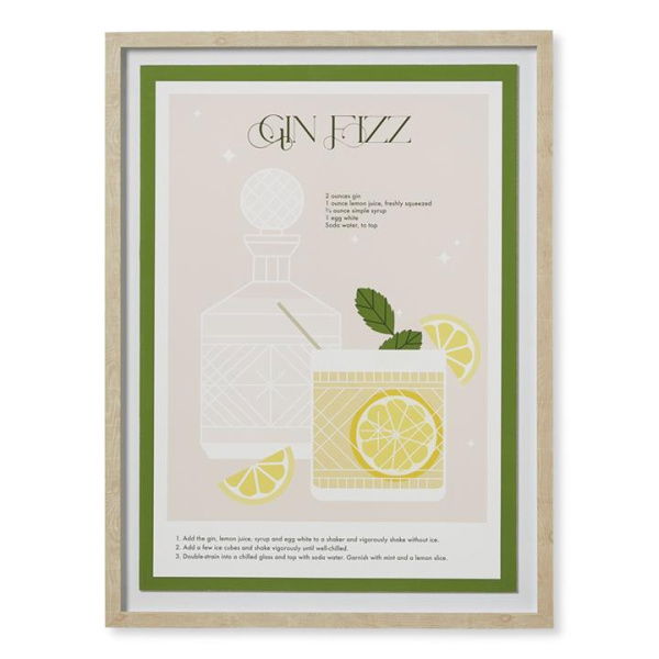 Adairs Natural Wall Art Cocktail Gin Fizz Framed