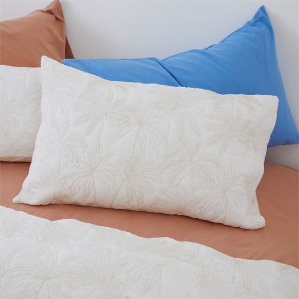 Adairs Natural European Pillowcase Each Coconut Palm Natural Quilted