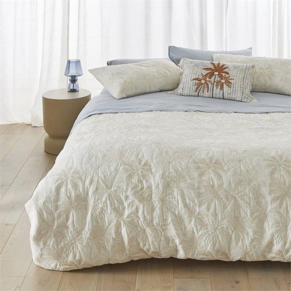 Adairs Coconut Palm Natural Quilted Quilt Cover (Natural Super King)
