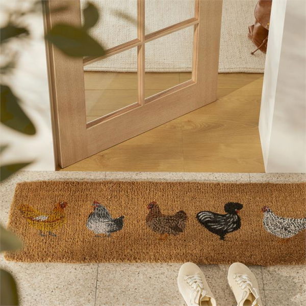 Adairs Coir Five Chooks Doormat - Brown (Brown Door Mat)