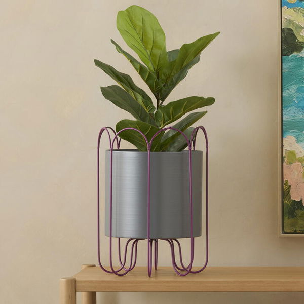 Adairs Colombo Charcoal & Berry Plant Stand - Purple (Purple Plant Stand)