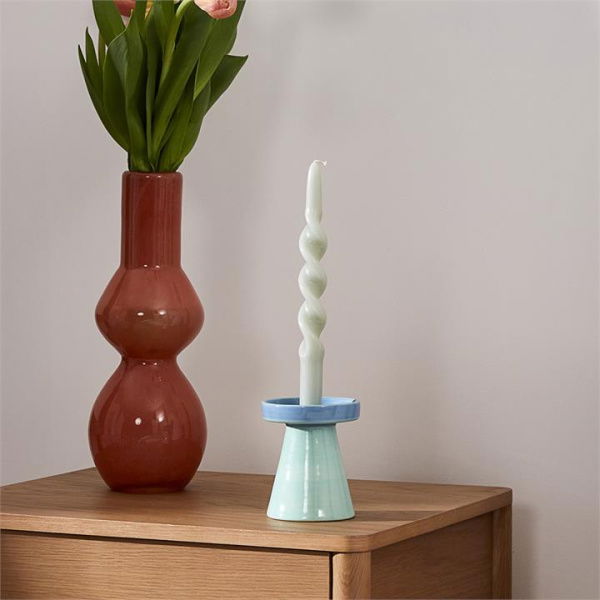 Adairs Blue Candle Holder Contrast Mint & Blue Candle Holder