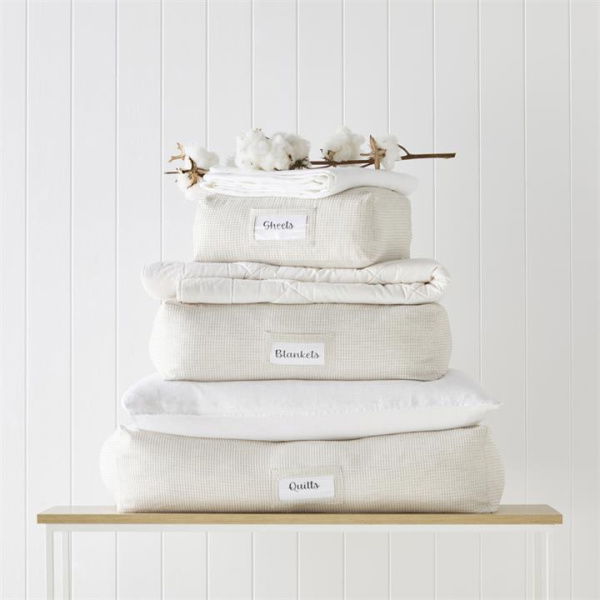 Adairs Natural Small Cotton Linen Waffle Storage Bags