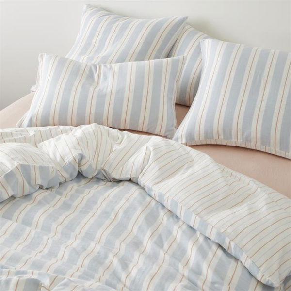 Adairs Blue King Cove Sky Blue Stripe Quilt Cover Set