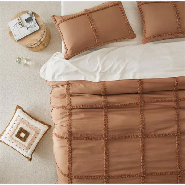 Adairs Cruz Earth Check Quilt Cover Set + Separates - Brown (Brown Queen)