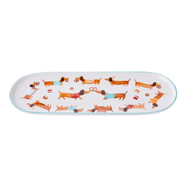 Adairs Dachshund Pastries Platter - White (White Platter)