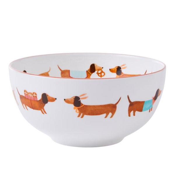 Adairs Dachshund Pastries Small Bowl - White (White Bowl)