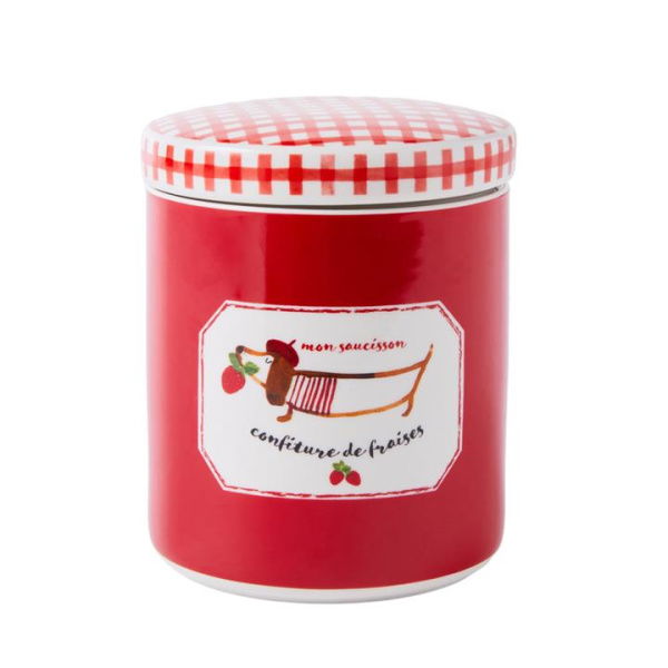 Adairs Dachshund Strawberry Jam Canister - Red (Red Canister)