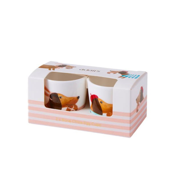 Adairs Dachshund Treat Thief Egg Cups Pack of 2 - Natural (Natural Pack of 2)