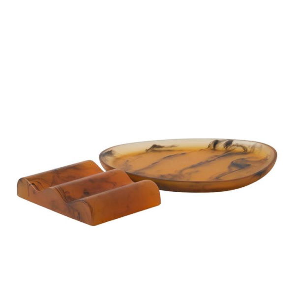 Adairs Dahlia Amber Bathroom Accessories - Brown (Brown Soap Dish)