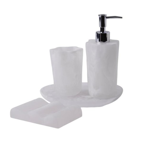 Adairs Dahlia White Bathroom Accessories (White Soap Dispenser)