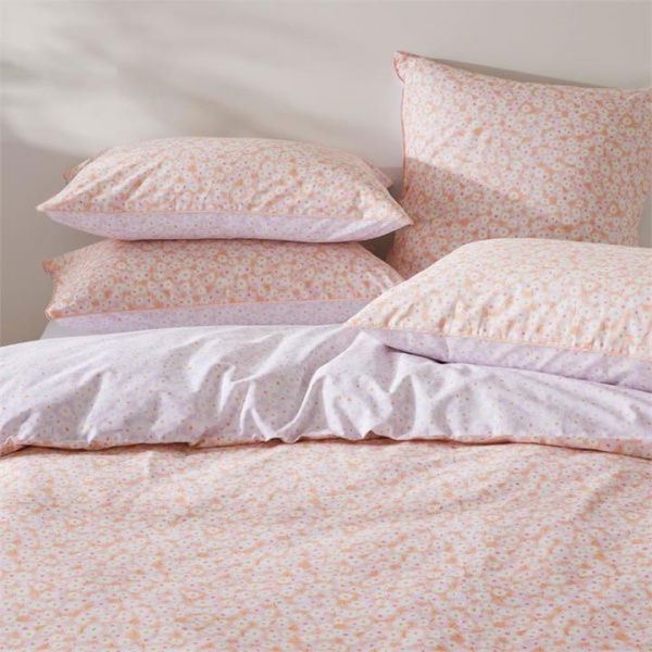 Adairs Pink Double Daisy Meadow Peach Quilt Cover Set