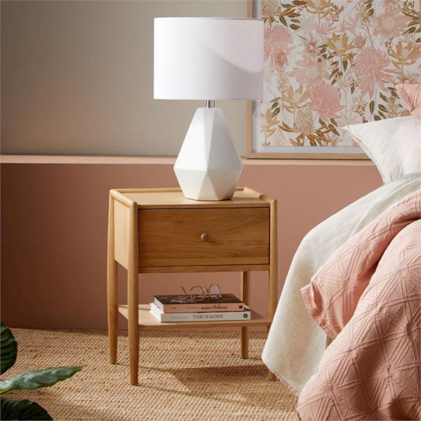 Adairs Dallas Bedside Table Collection Oak - Natural (Natural Bedside Table)