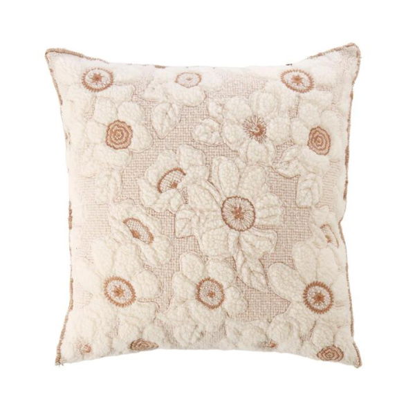 Adairs Dreamer Natural Floral Sherpa Cushion (Natural Cushion)