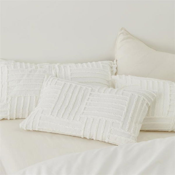 Adairs White European Pillowcase Each Drew Tufted