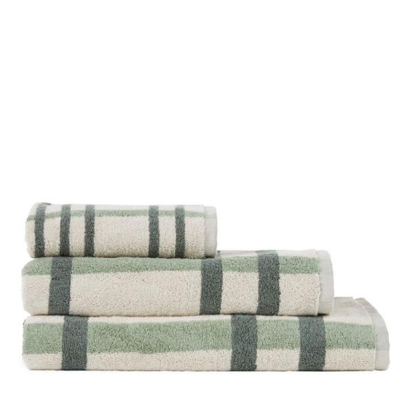 Adairs Green Bath Towel Dylon Eucalyptus Multi Stripe Check Green