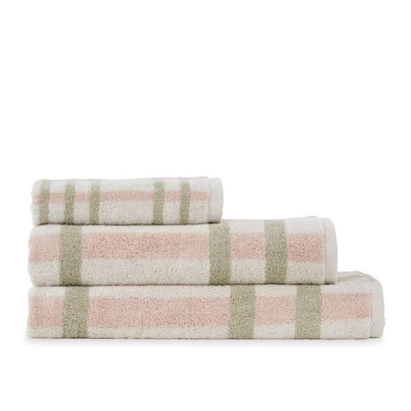 Adairs Pink Dylon Nude Multi Stripe Check Hand Towel