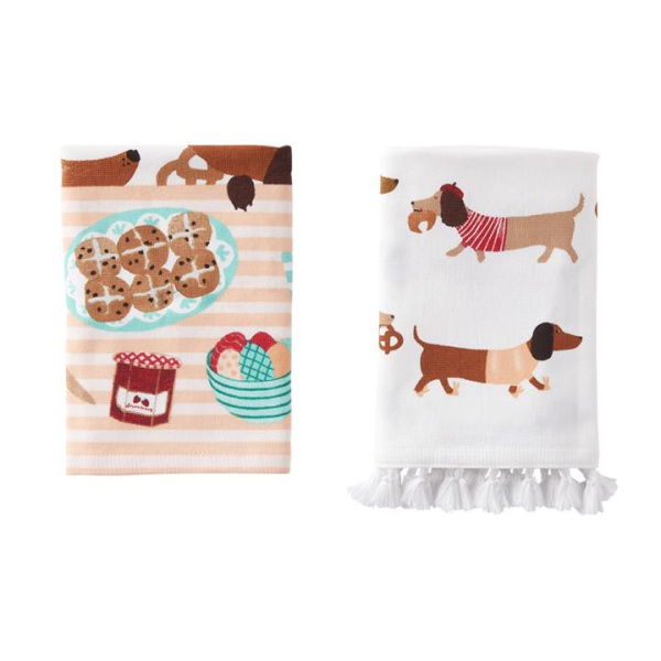 Adairs Easter Dachshunds Tea Towels Pack of 2 - Orange (Orange Pack of 2)