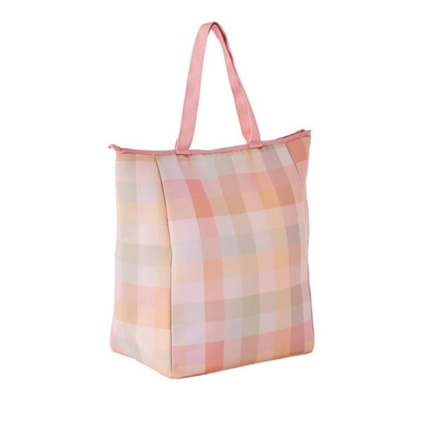 Adairs Pink Cooler Bag Eden Check Canvas Beach Cooler