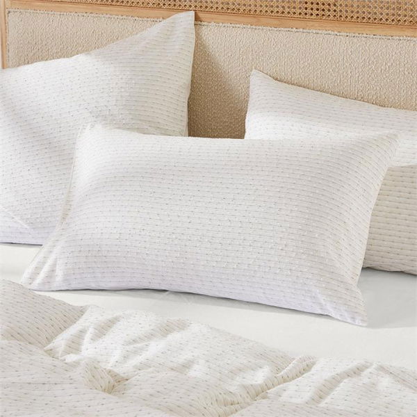 Adairs White European Pillowcase Each Elodie Off White