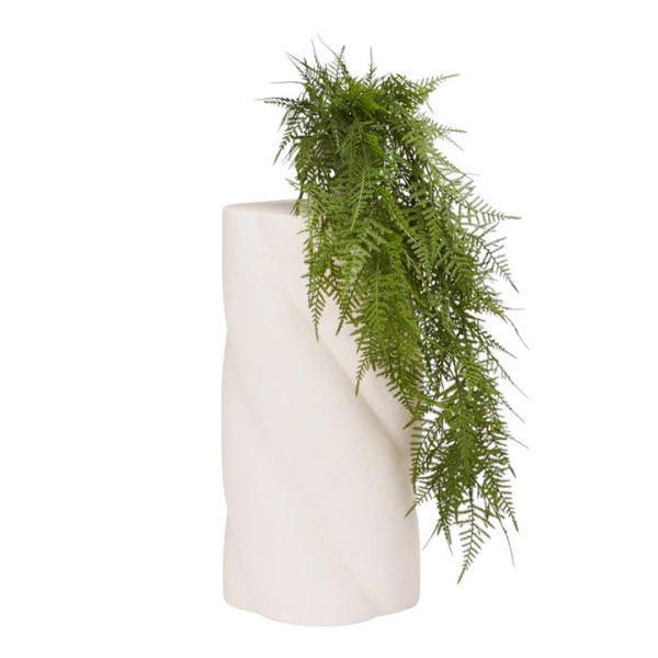 Adairs Elwood White Textured Column Plant Stand (White Plant Stand)