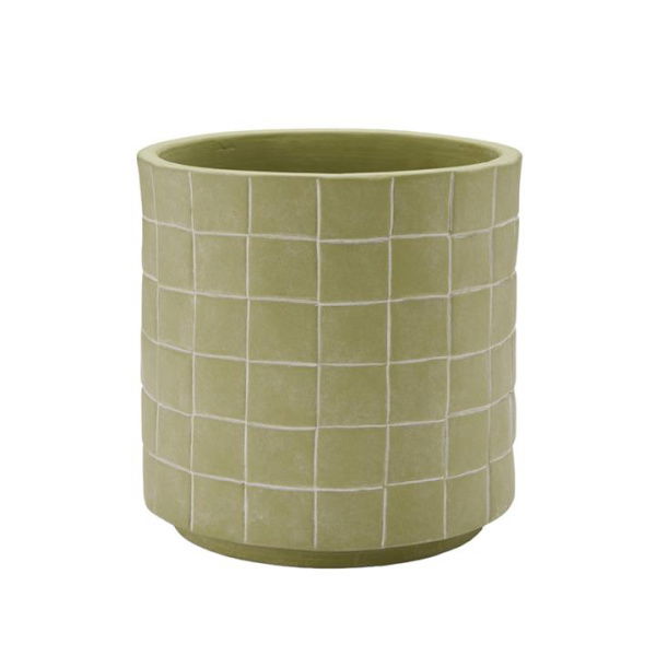 Adairs Embossed Soft Green Check Pot (Green Pot)