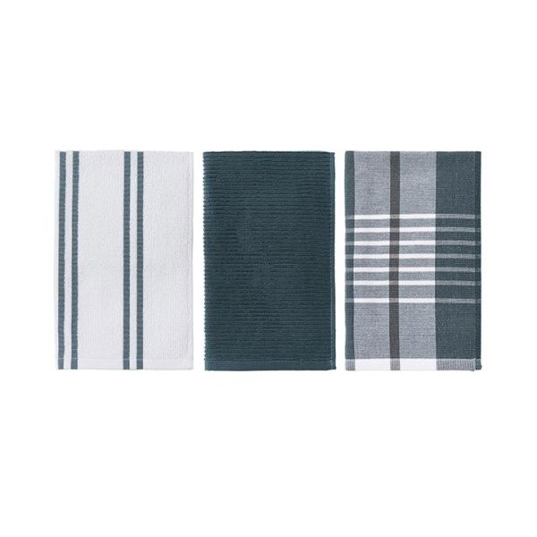 Adairs Green 3 Pack Tea Towels Essential Check Tea Towels Green