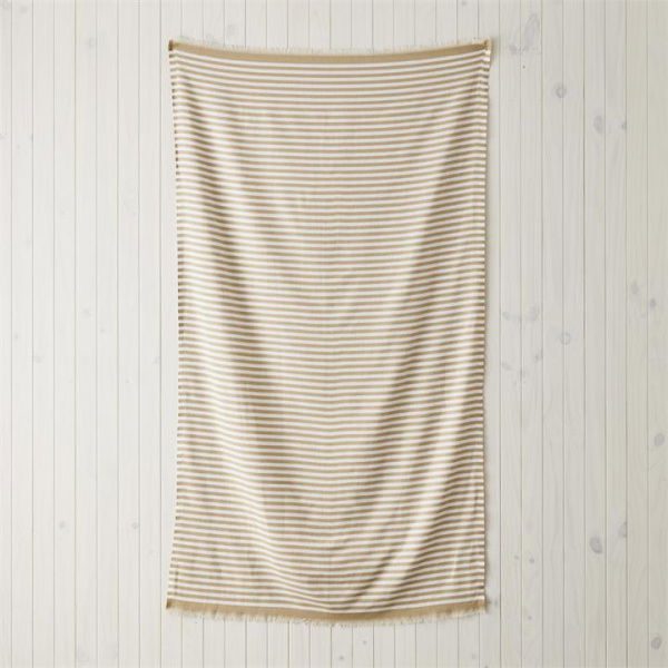 Adairs Natural Beach Towel European Biscuit & Natural Stripe Turkish Peshtemal Beach Towel