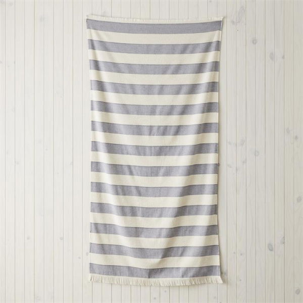 Adairs Blue Beach Towel European Navy & Natural Stripe Turkish Cotton