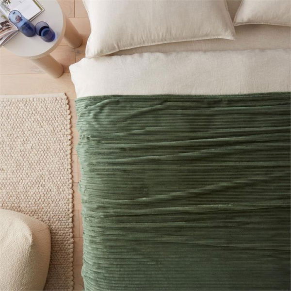 Adairs Evan Green Ribbed Blanket (Green Blanket)