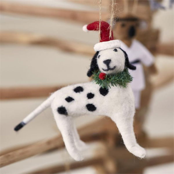 Adairs White Ornament Felted Dalmatian Friend White