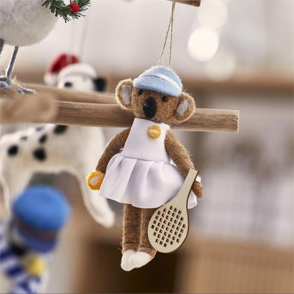 Adairs White Felted Tennis Player Sporting Hero Ornament