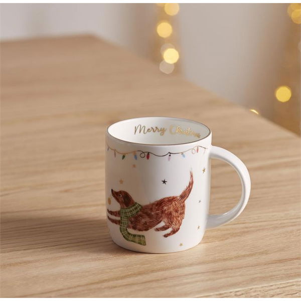 Adairs Natural Natural Mug Festive Dogs Multi Christmas